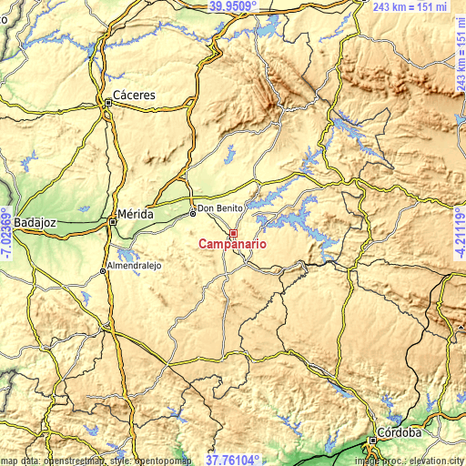 Topographic map of Campanario