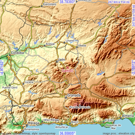 Topographic map of Cambil