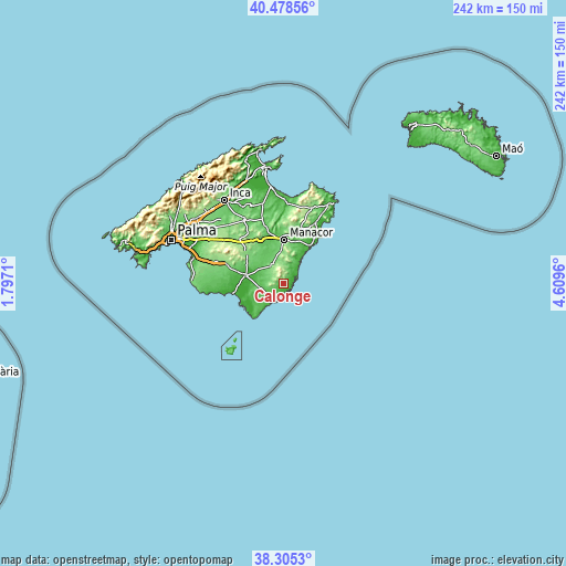 Topographic map of Calonge