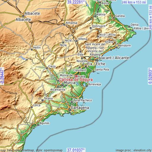 Topographic map of Callosa de Segura