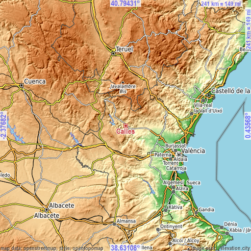 Topographic map of Calles