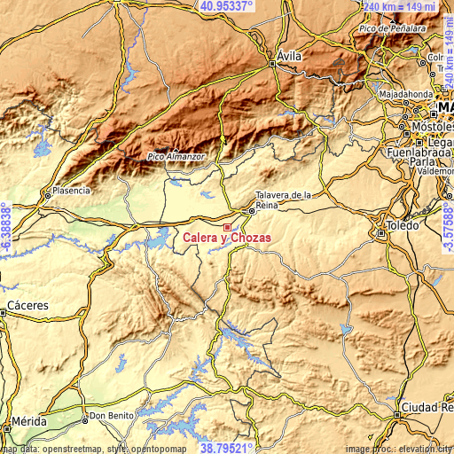 Topographic map of Calera y Chozas