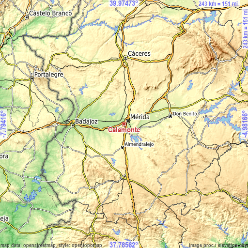 Topographic map of Calamonte