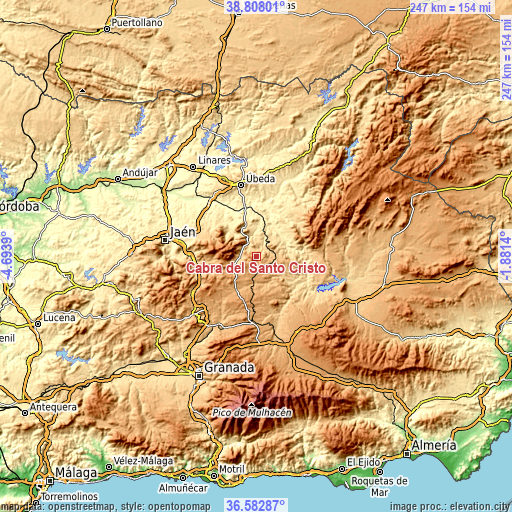 Topographic map of Cabra del Santo Cristo