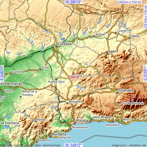 Topographic map of Cabra