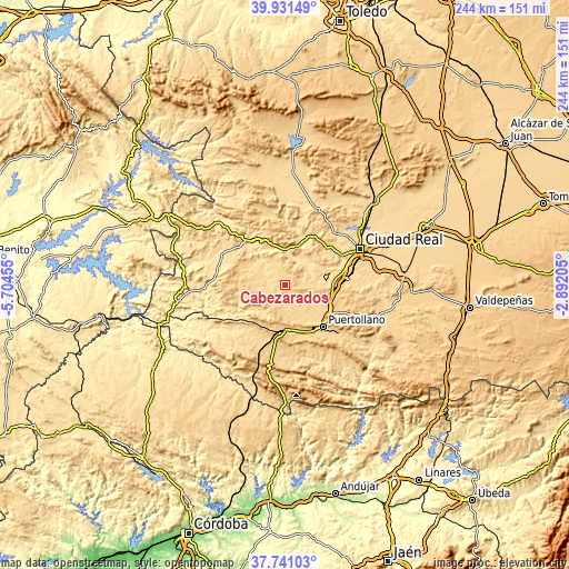 Topographic map of Cabezarados