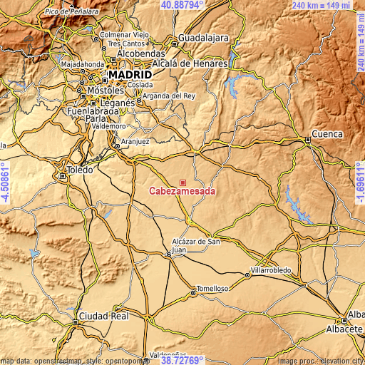 Topographic map of Cabezamesada