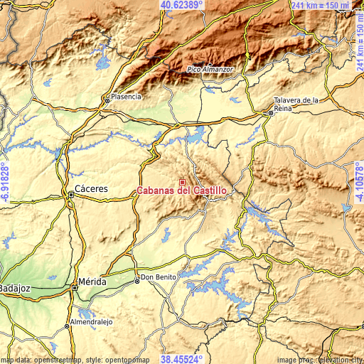 Topographic map of Cabañas del Castillo