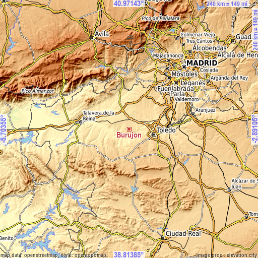 Topographic map of Burujón