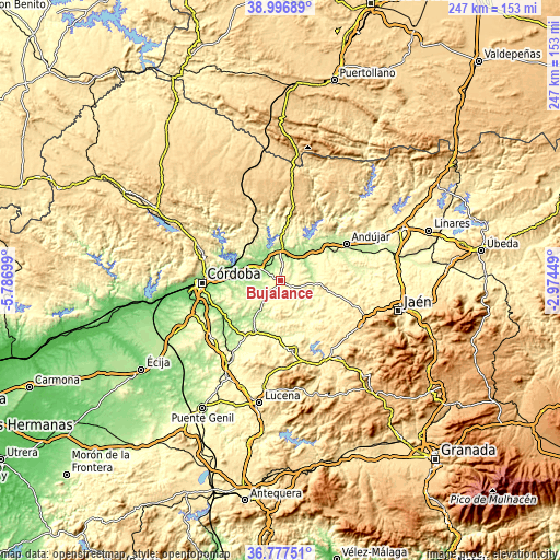 Topographic map of Bujalance