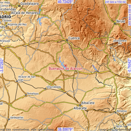 Topographic map of Buenache de Alarcón