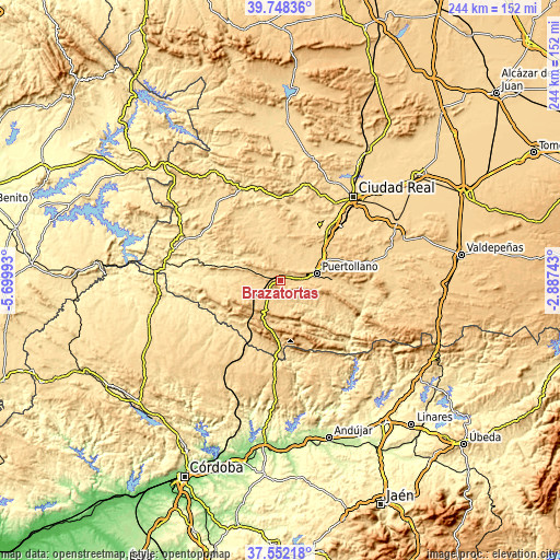 Topographic map of Brazatortas