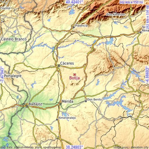 Topographic map of Botija