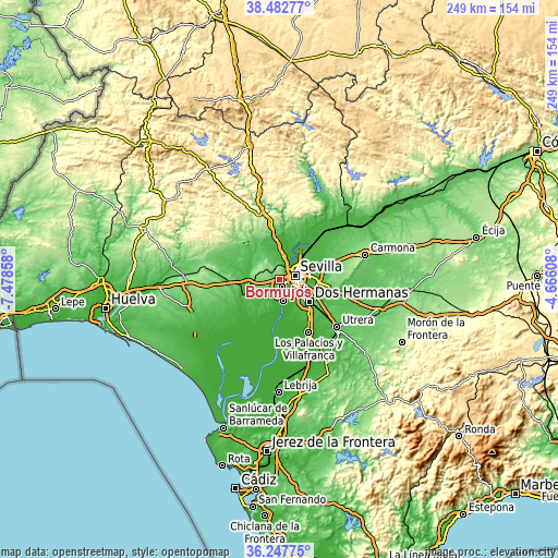 Topographic map of Bormujos