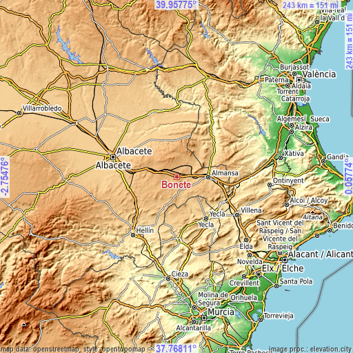 Topographic map of Bonete
