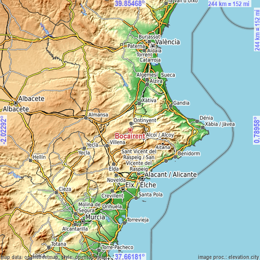 Topographic map of Bocairent