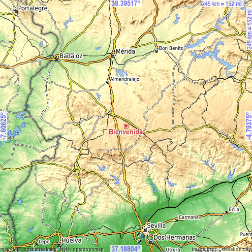 Topographic map of Bienvenida