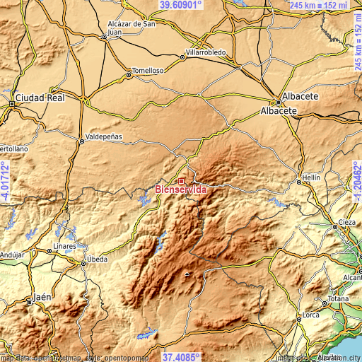 Topographic map of Bienservida