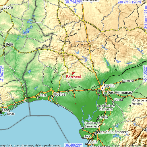 Topographic map of Berrocal