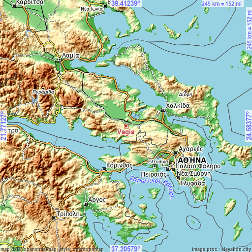 Topographic map of Vágia