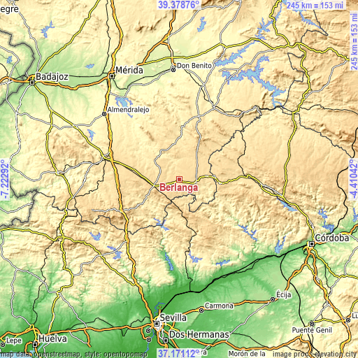 Topographic map of Berlanga