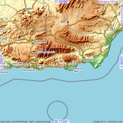 Topographic map of Berja