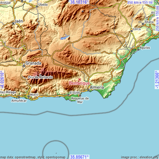 Topographic map of Bentarique
