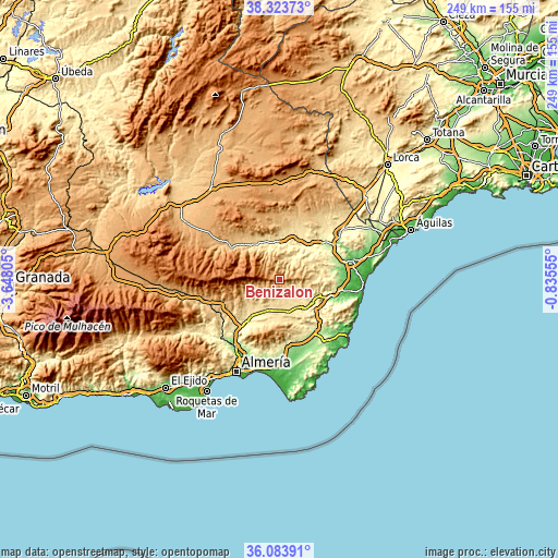 Topographic map of Benizalón