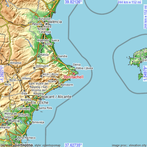 Topographic map of Benitachell