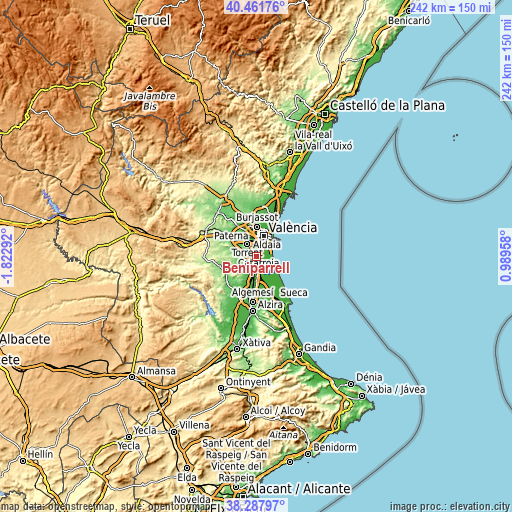 Topographic map of Beniparrell