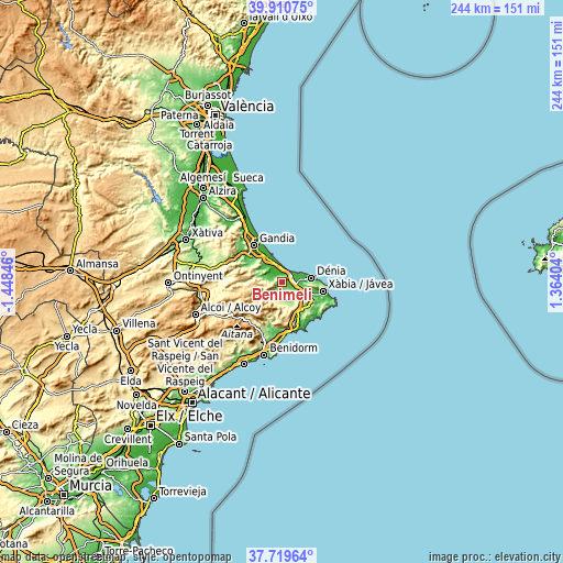 Topographic map of Benimeli