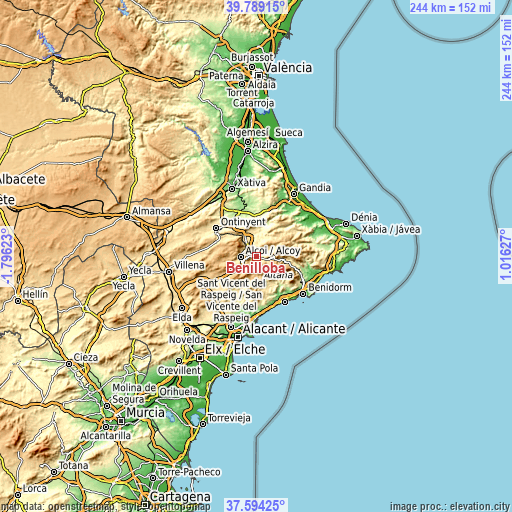 Topographic map of Benilloba