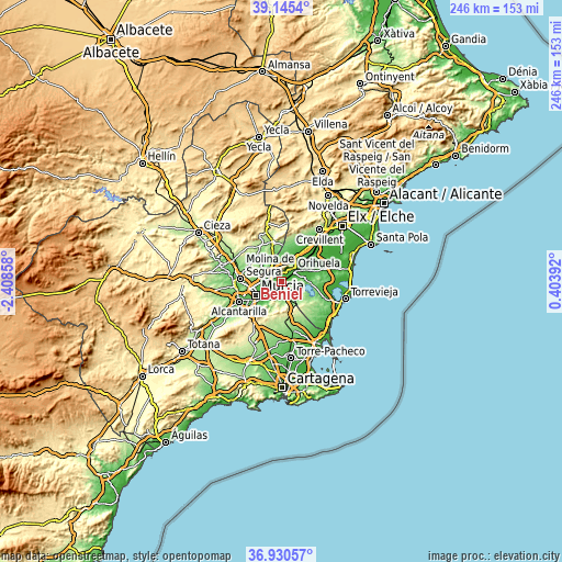 Topographic map of Beniel