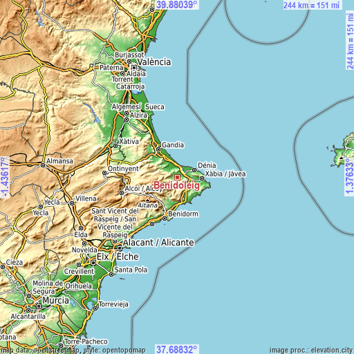 Topographic map of Benidoleig