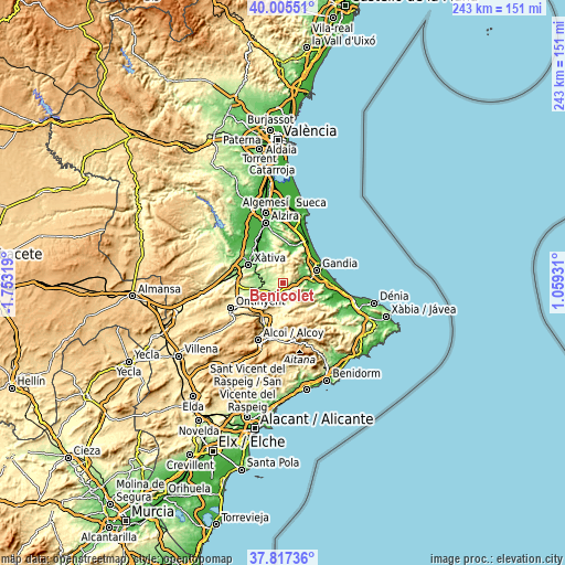 Topographic map of Benicolet