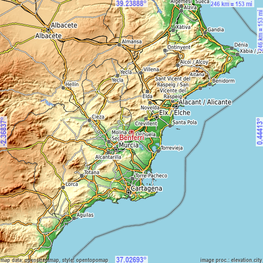 Topographic map of Benferri