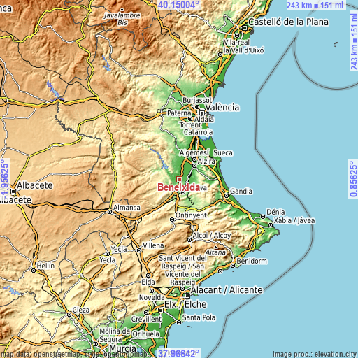 Topographic map of Beneixida