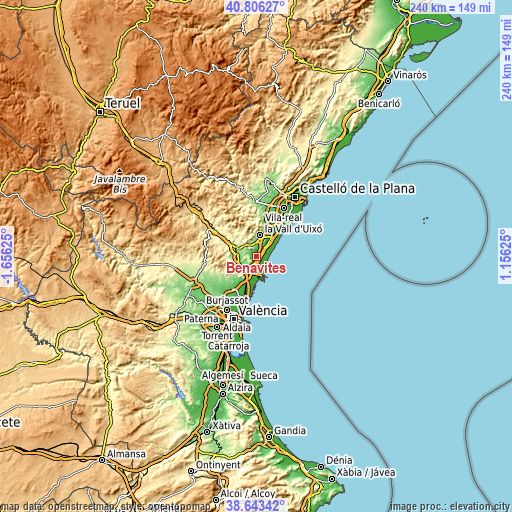 Topographic map of Benavites