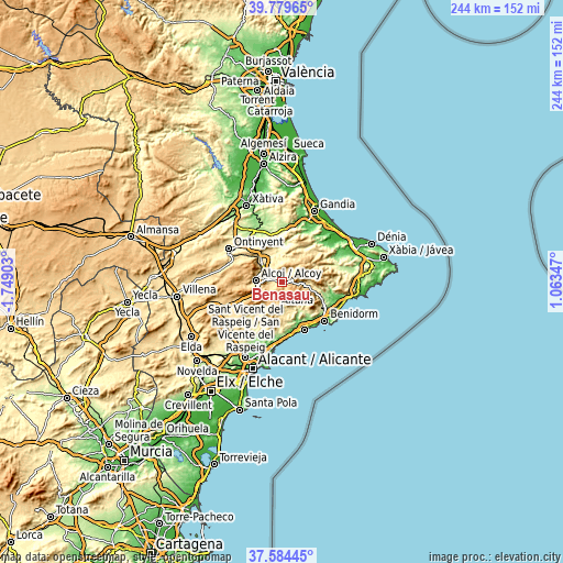 Topographic map of Benasau