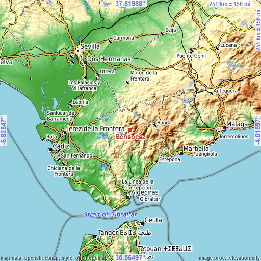 Topographic map of Benaocaz