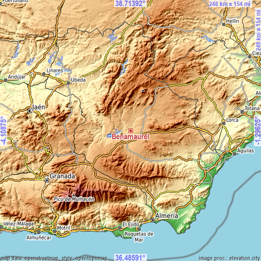 Topographic map of Benamaurel