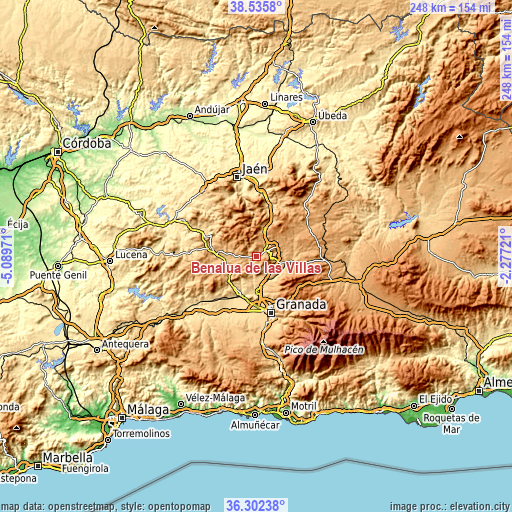 Topographic map of Benalúa de las Villas