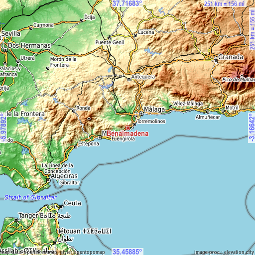 Topographic map of Benalmádena