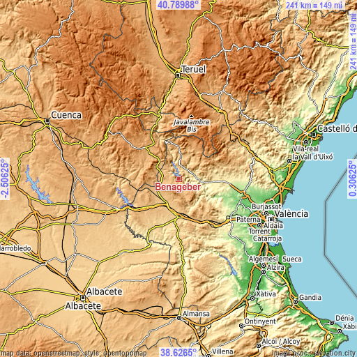 Topographic map of Benagéber