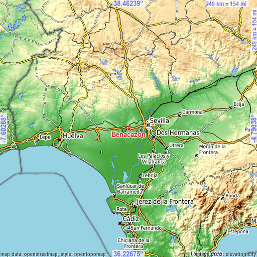 Topographic map of Benacazón