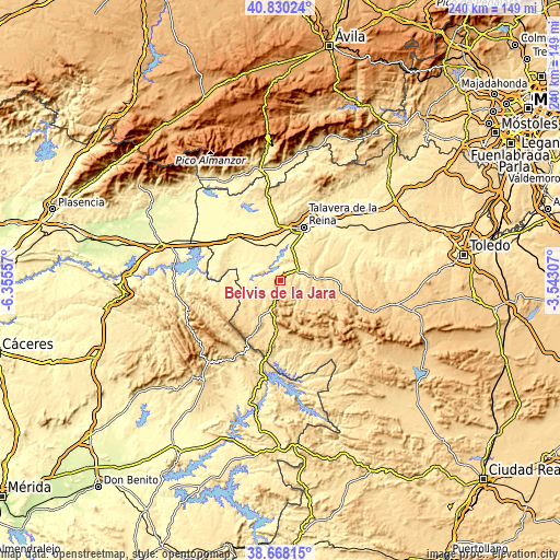 Topographic map of Belvis de la Jara