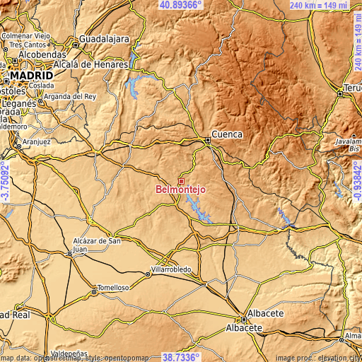 Topographic map of Belmontejo