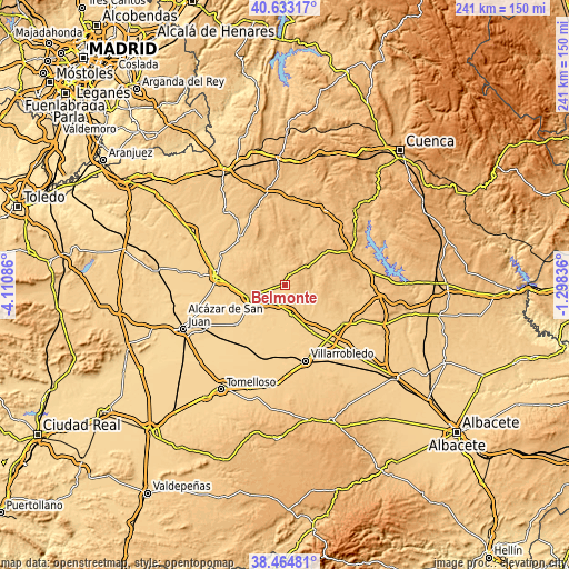 Topographic map of Belmonte