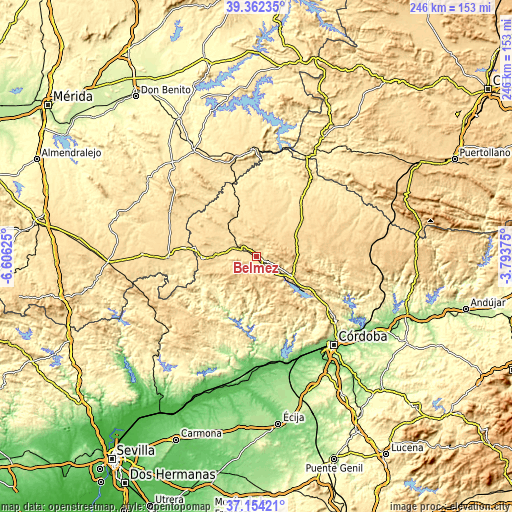 Topographic map of Bélmez