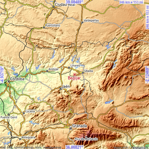 Topographic map of Begíjar